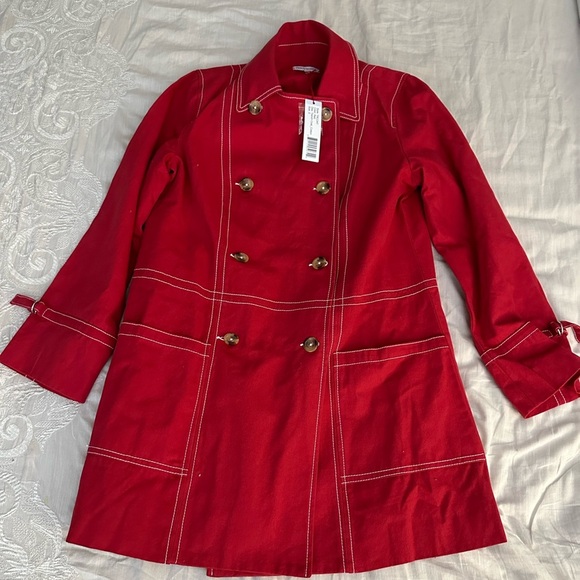 NWT Frances Valentine Trench Coat Red - Picture 3 of 8